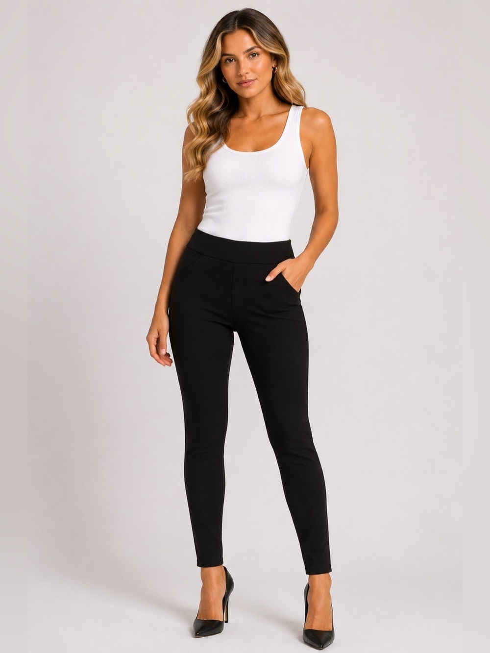 Kay Unger New York Black Stretch Elastic Waist Skinny Jeans Women's Size S